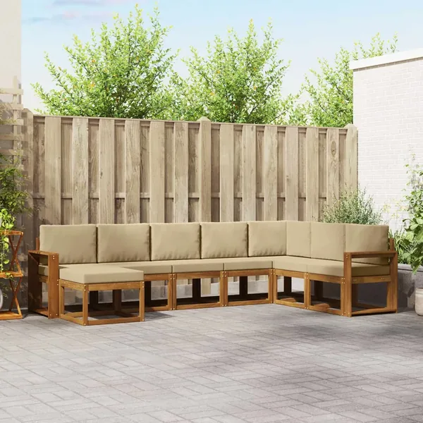 Ensemble de canapés d'extérieur 8 pcs Naturel et Beige