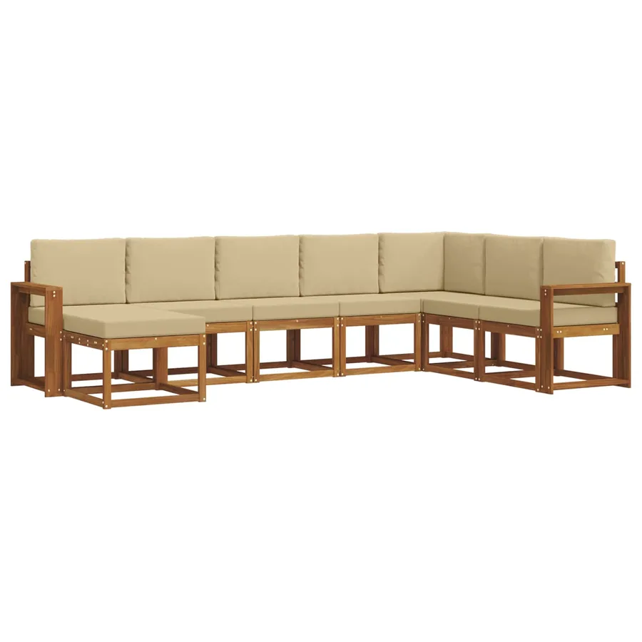 Ensemble de canapés d'extérieur 8 pcs Naturel et Beige - 3