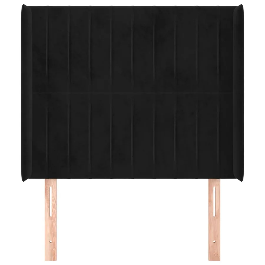 Tête de lit avec oreilles Noir 103x16x118/128 cm Velours - 3