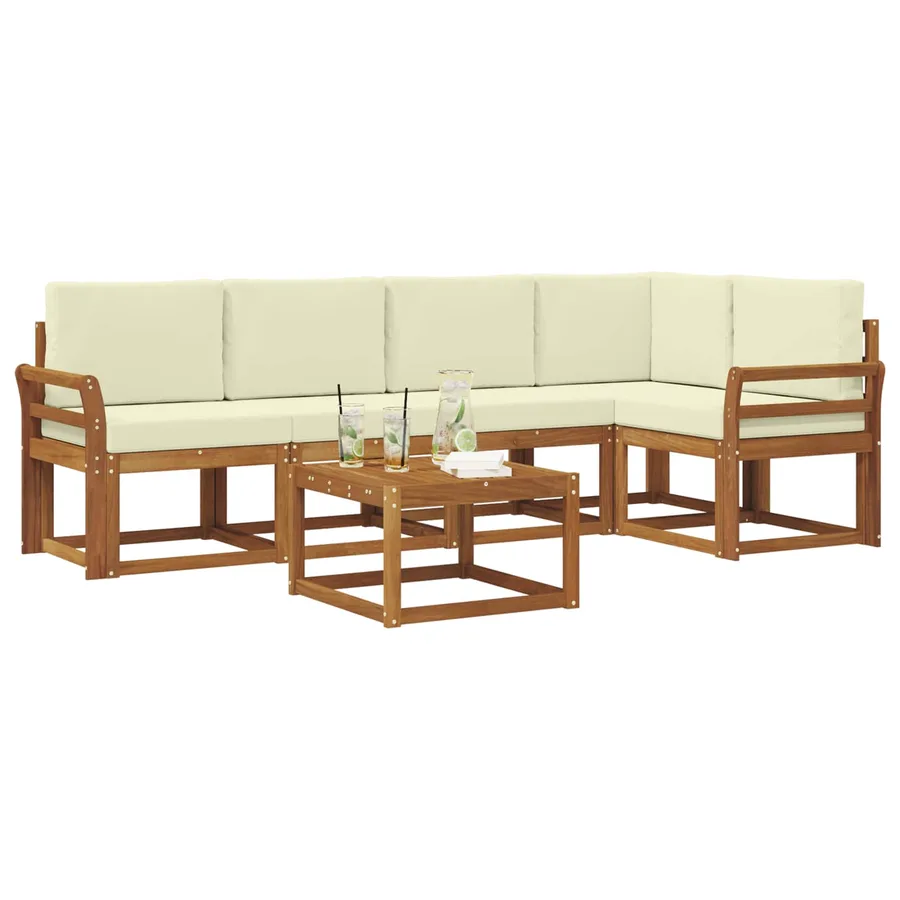 Ensemble de canapés d'extérieur 6 pcs Naturel et Crème - 3