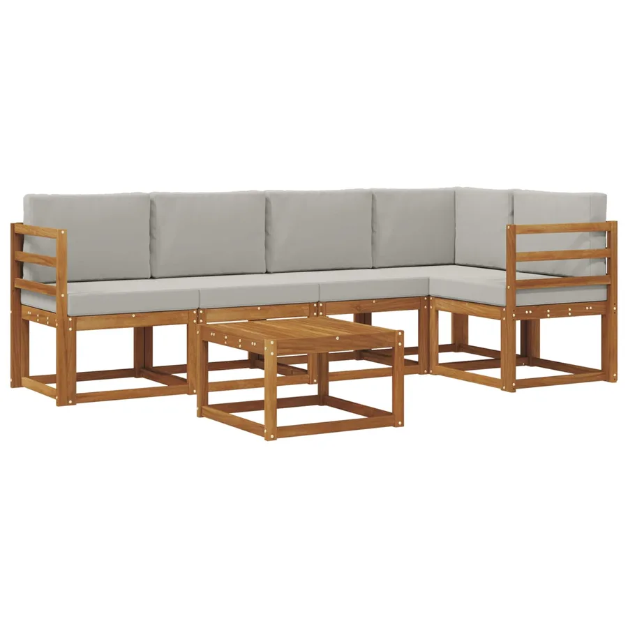 Ensemble de canapés d'extérieur 6 pcs Gris Naturel et Clair - 2