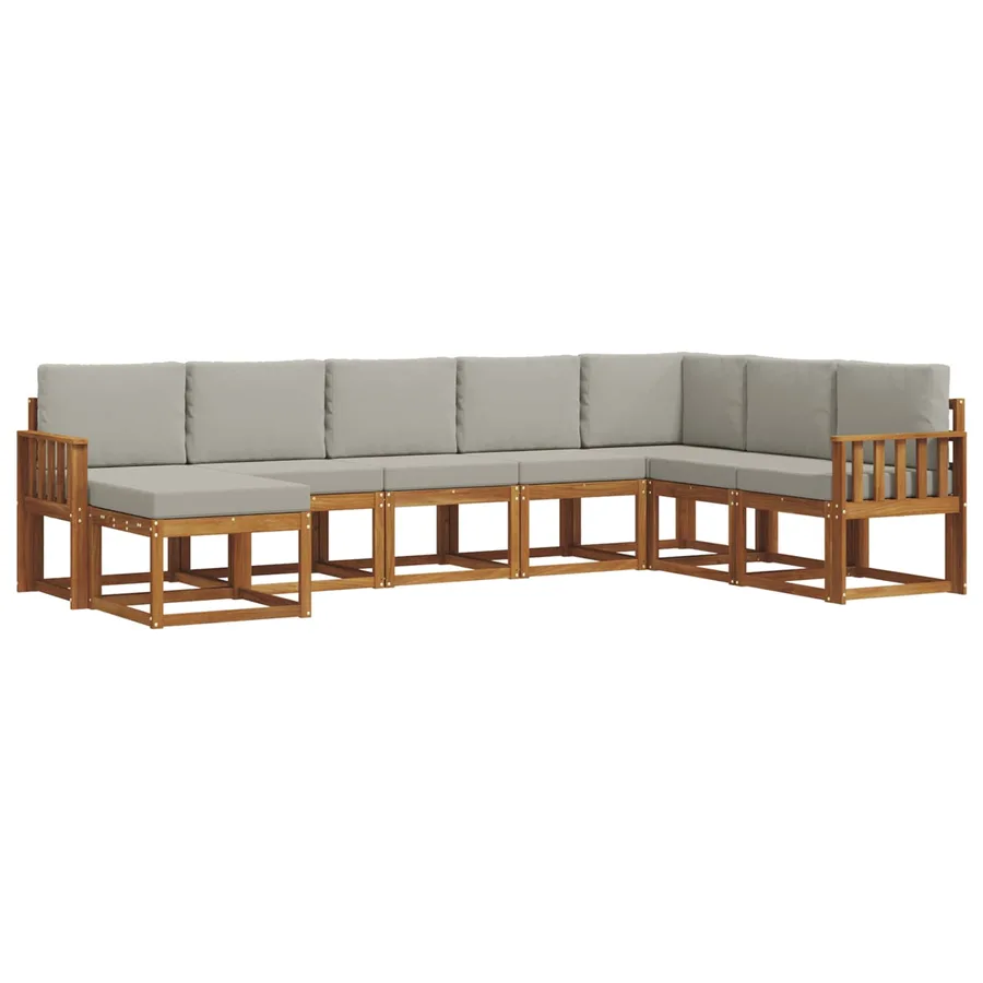 Ensemble de canapés d'extérieur 8 pcs Gris Naturel et Clair - 3