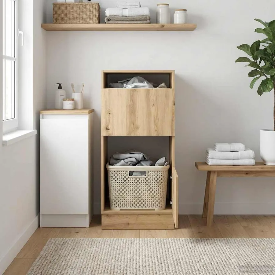 Armoire à Laver avec stockage Chêne artisanal 50 x 68 x 102 cm