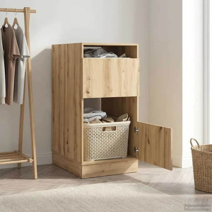 Armoire à Laver avec stockage Chêne artisanal 50 x 68 x 102 cm - 4
