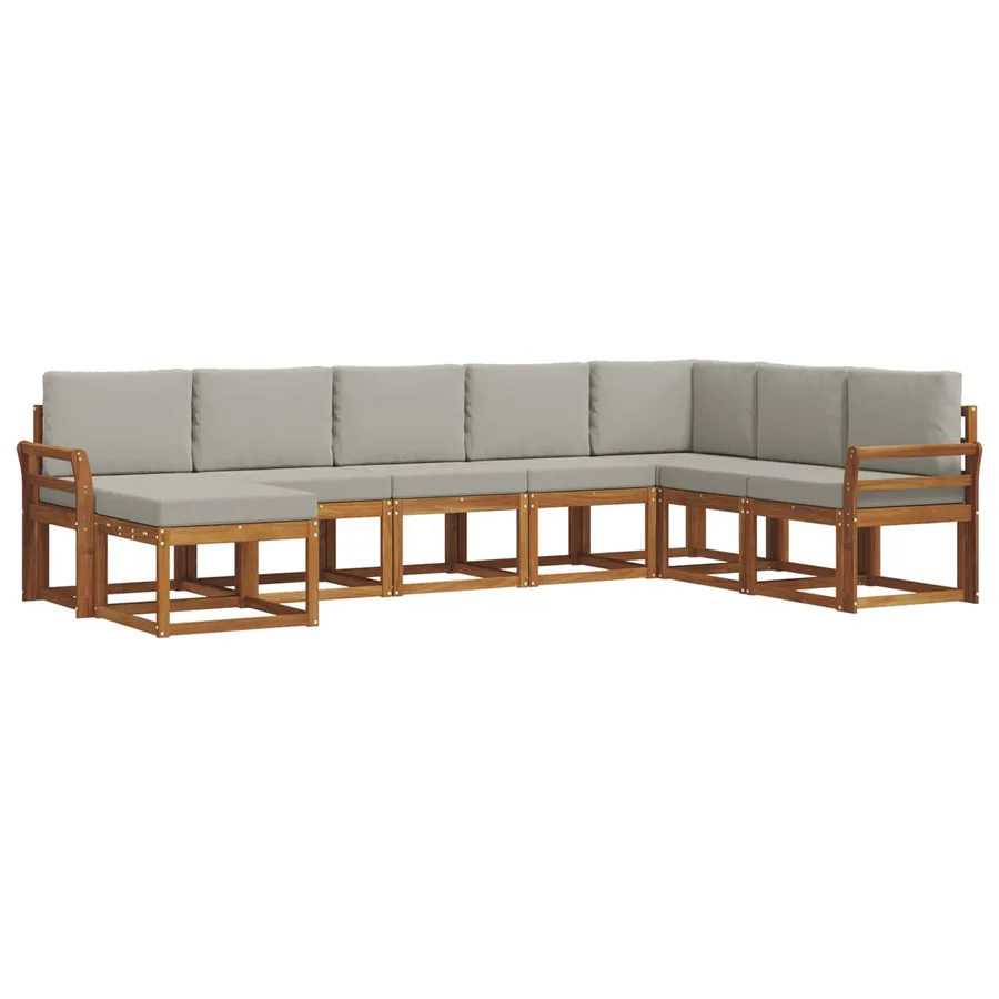 Ensemble de canapés d'extérieur 8 pcs Gris Naturel et Clair - 3
