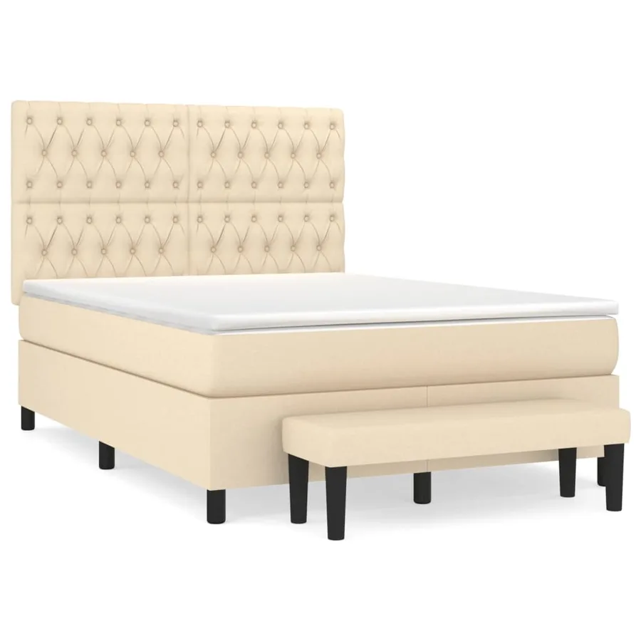 Sommier à lattes de lit avec matelas Crème 140x200 cm Tissu - 2