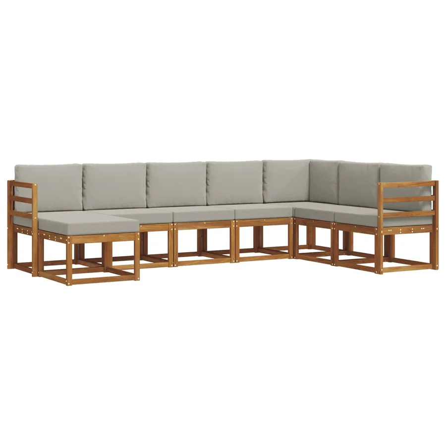 Ensemble de canapés d'extérieur 8 pcs Gris Naturel et Clair - 3