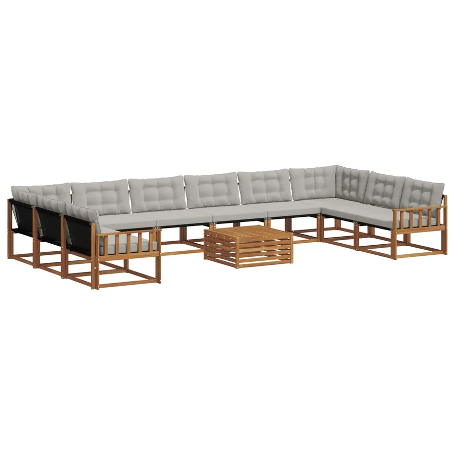 Ensemble de canapés d'extérieur 11 pcs Gris Naturel et Clair - 2