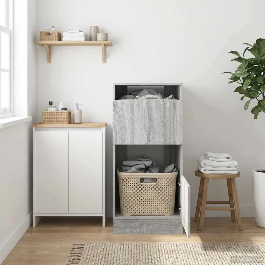 Armoire à Laver avec stockage Gris Sonoma Bois d'ingénierie - 4