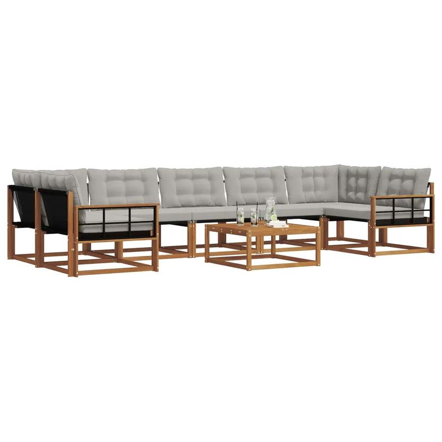 Ensemble de canapés d'extérieur 8 pcs Gris Naturel et Clair - 3