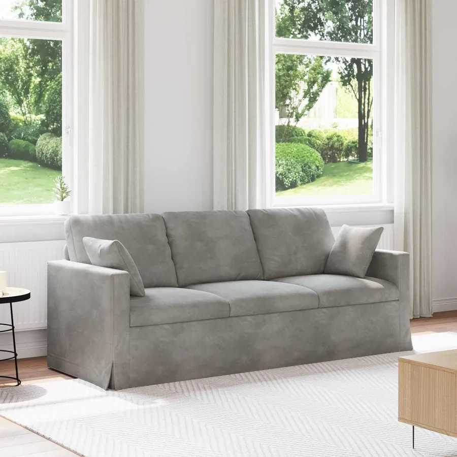 Canapé Gris clair 198 x 78 x 80 cm Velours
