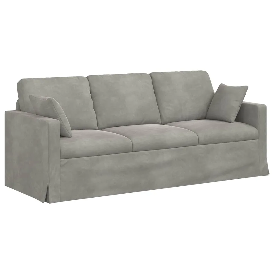 Canapé Gris clair 198 x 78 x 80 cm Velours - 2