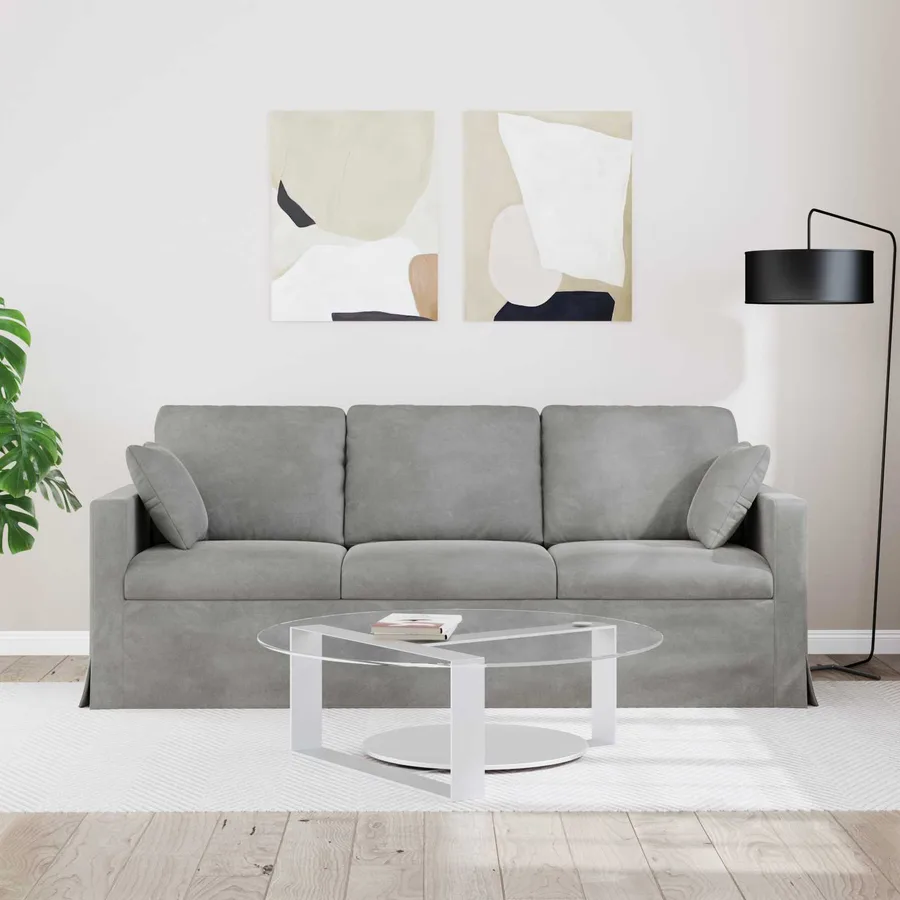 Canapé Gris clair 198 x 78 x 80 cm Velours - 3