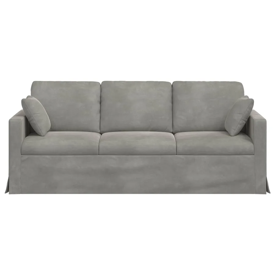 Canapé Gris clair 198 x 78 x 80 cm Velours - 4