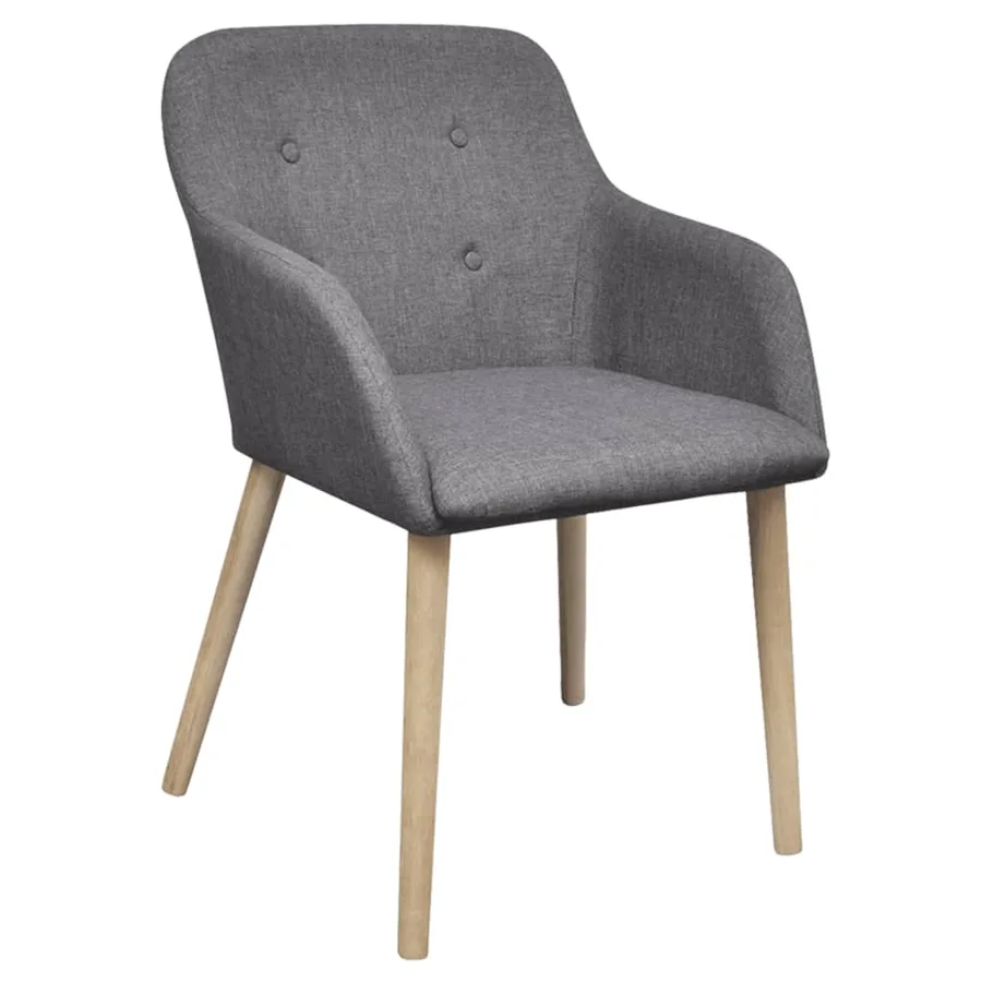 Chaises à manger lot de 4 gris clair tissu et chêne massif - 2
