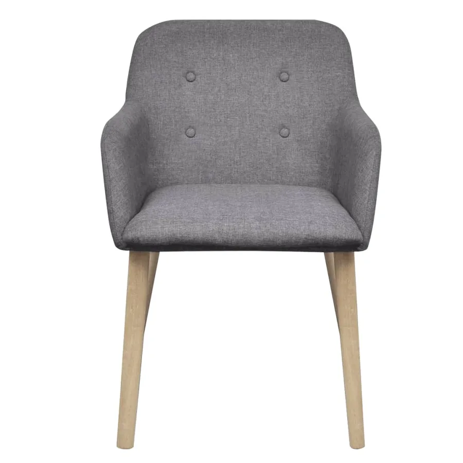 Chaises à manger lot de 4 gris clair tissu et chêne massif - 3