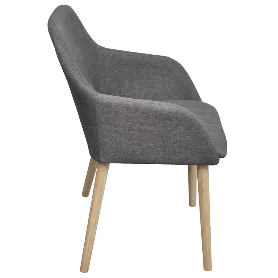 Chaises à manger lot de 4 gris clair tissu et chêne massif - 4