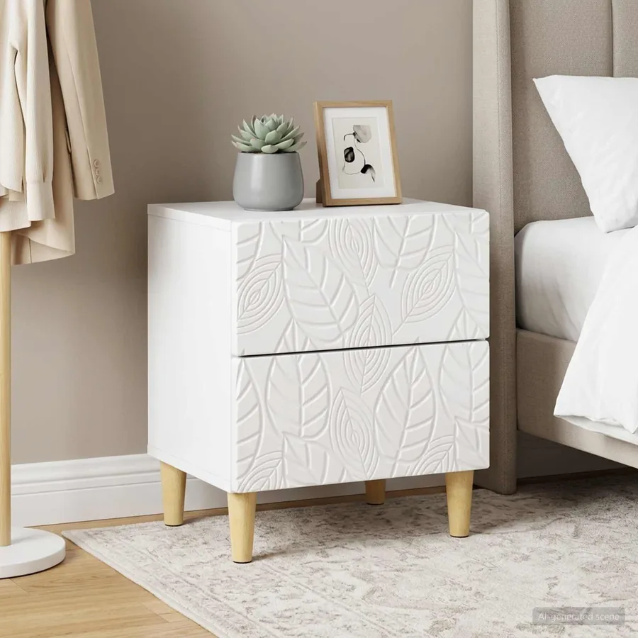 Table de chevet 2 pcs Blanc brillant 43 x 34,5 x 48 cm