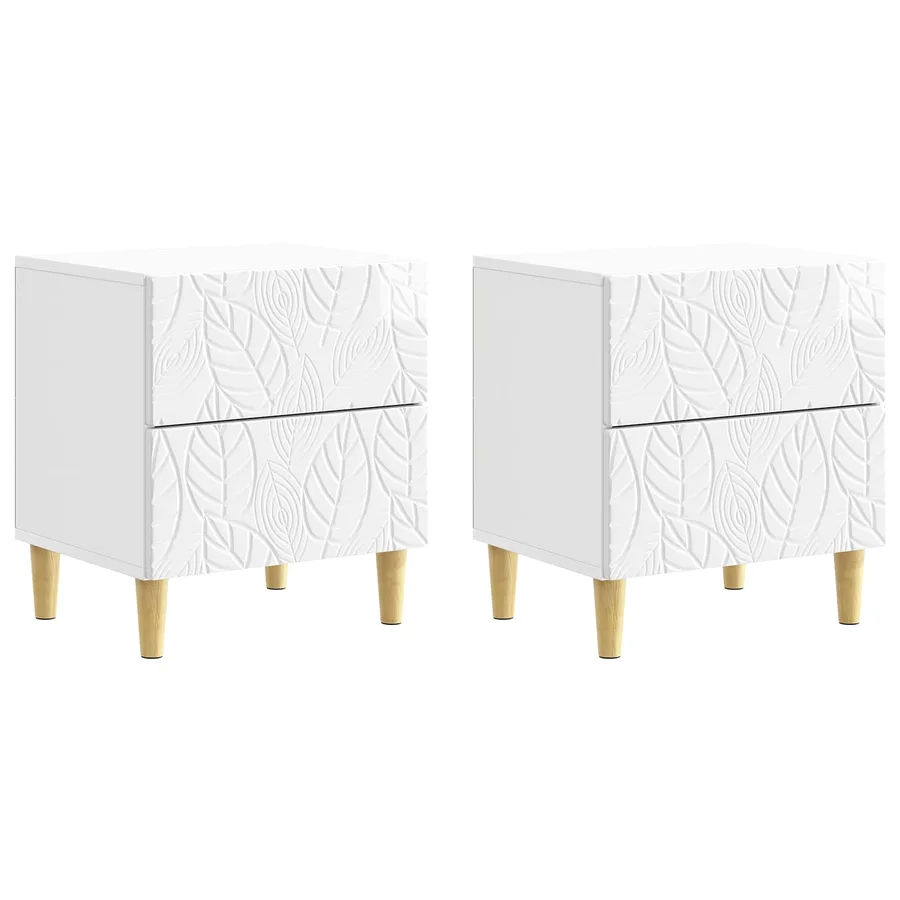 Table de chevet 2 pcs Blanc brillant 43 x 34,5 x 48 cm - 2