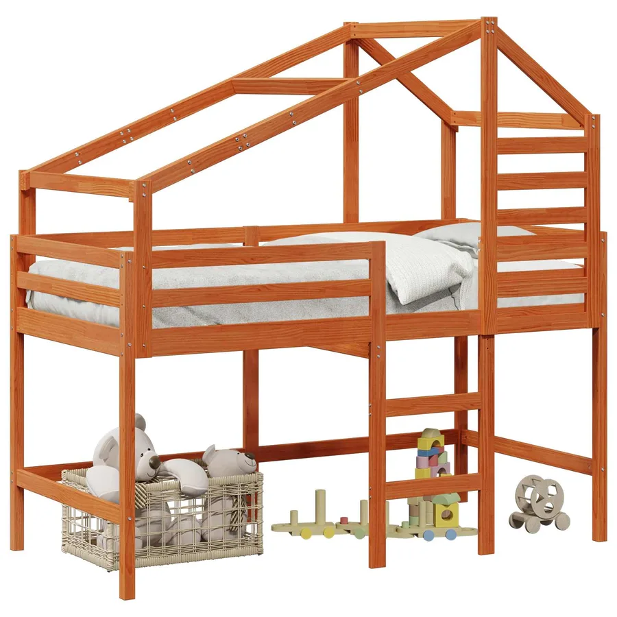 Cadre de lit mezzanine Brun Ciré 90 x 190 cm Pin massif - 2
