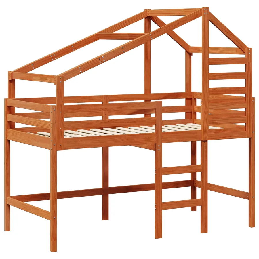 Cadre de lit mezzanine Brun Ciré 90 x 190 cm Pin massif - 5