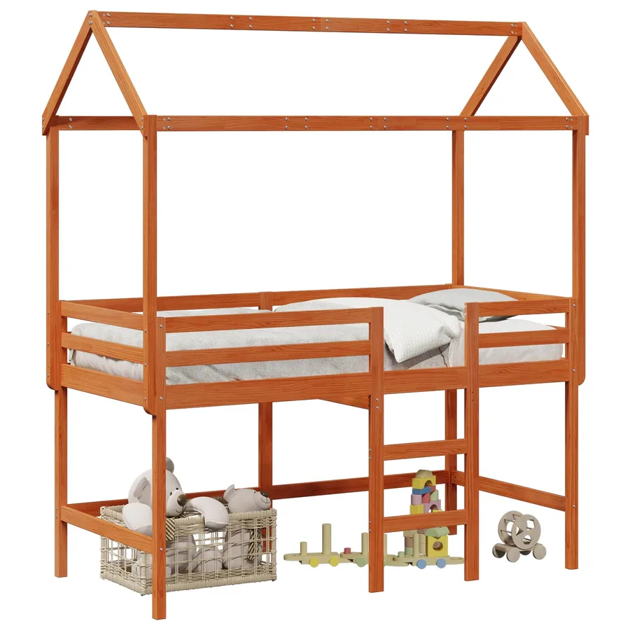 Cadre de lit mezzanine Brun Ciré 90 x 190 cm Pin massif - 2