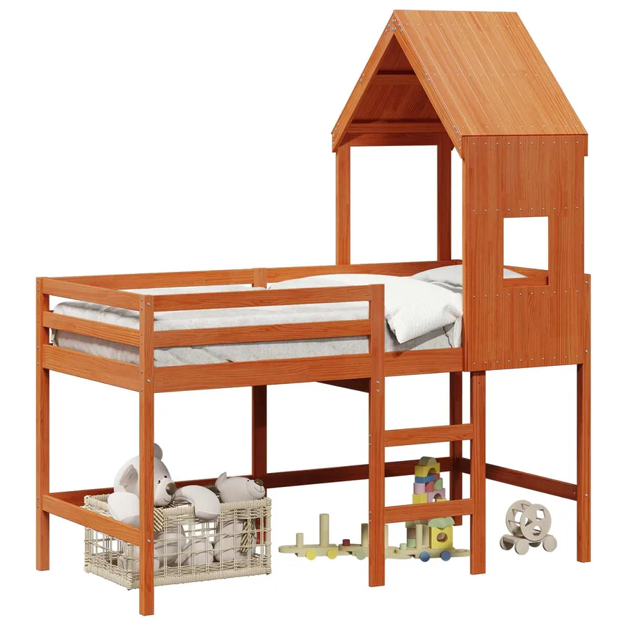 Cadre de lit mezzanine Brun Ciré 90 x 190 cm Pin massif - 2