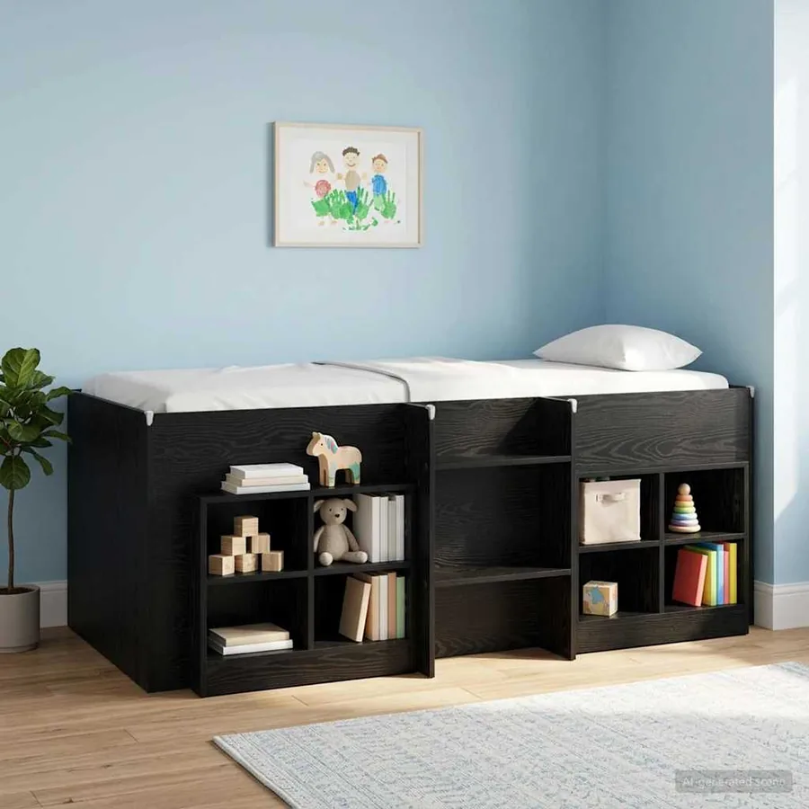 Armoire de lit avec étagère 2 pcs Chêne noir 66 x 33 x 48 cm