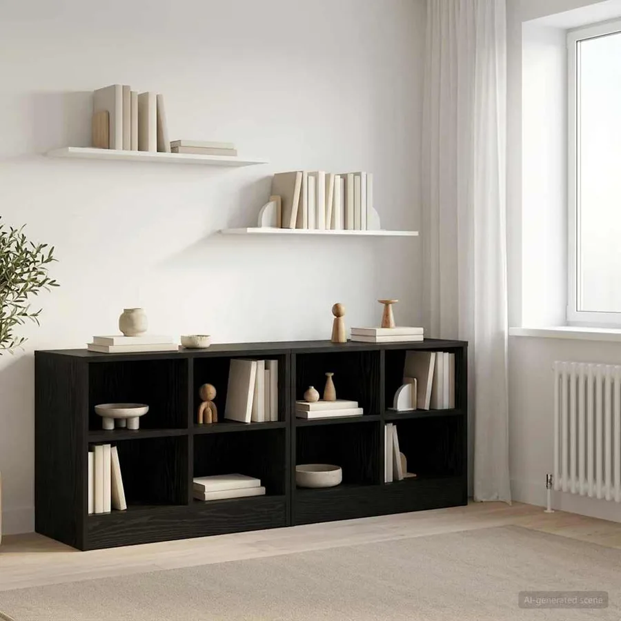 Armoire de lit avec étagère 2 pcs Chêne noir 66 x 33 x 48 cm - 3