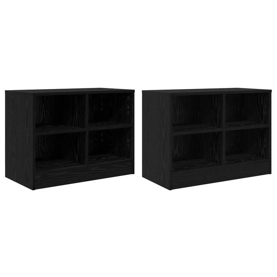 Armoire de lit avec étagère 2 pcs Chêne noir 66 x 33 x 48 cm - 4