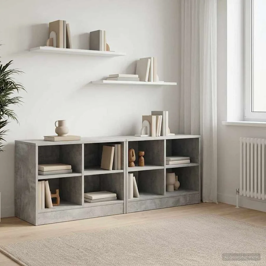 Armoire de lit avec étagère 2 pcs Gris béton 66 x 33 x 48 cm