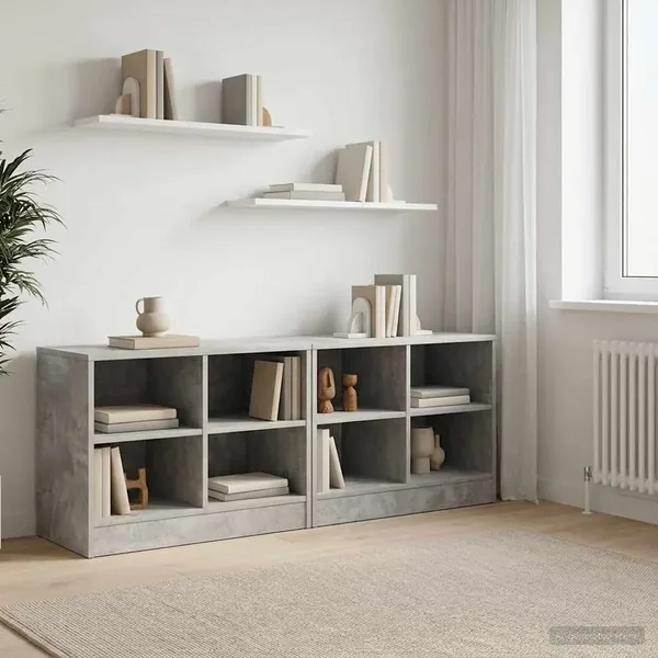 Armoire de lit avec étagère 2 pcs Gris béton 66 x 33 x 48 cm