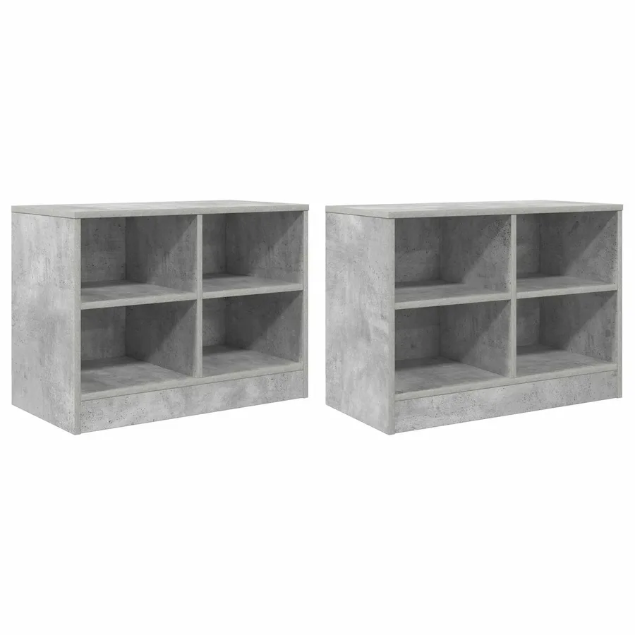 Armoire de lit avec étagère 2 pcs Gris béton 66 x 33 x 48 cm - 4