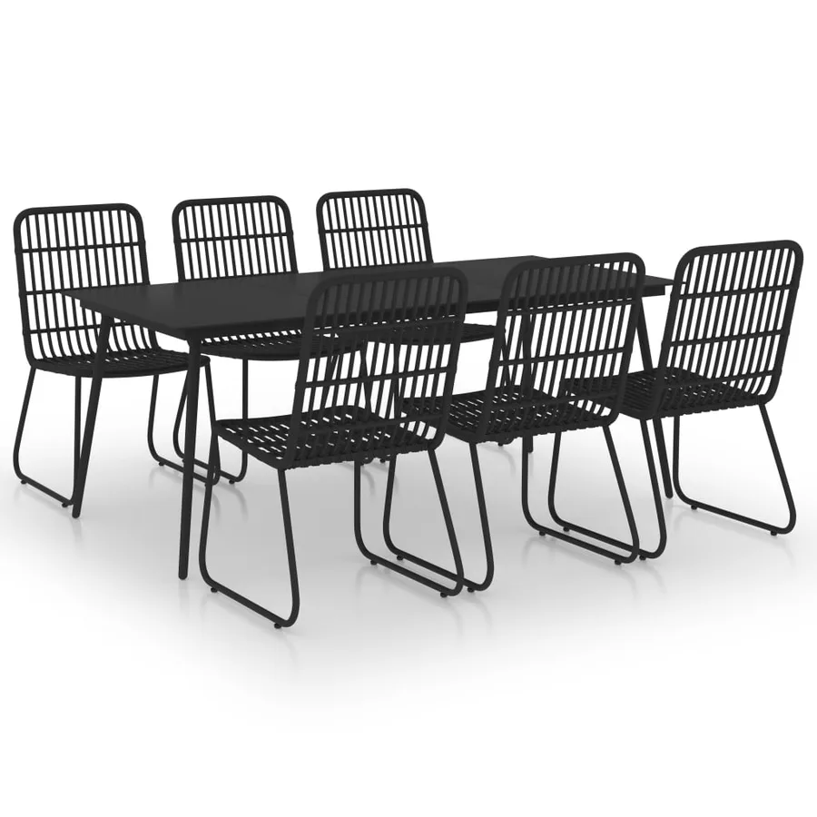 Ensemble à manger d'extérieur 7 pcs résine tressée et verre - 2