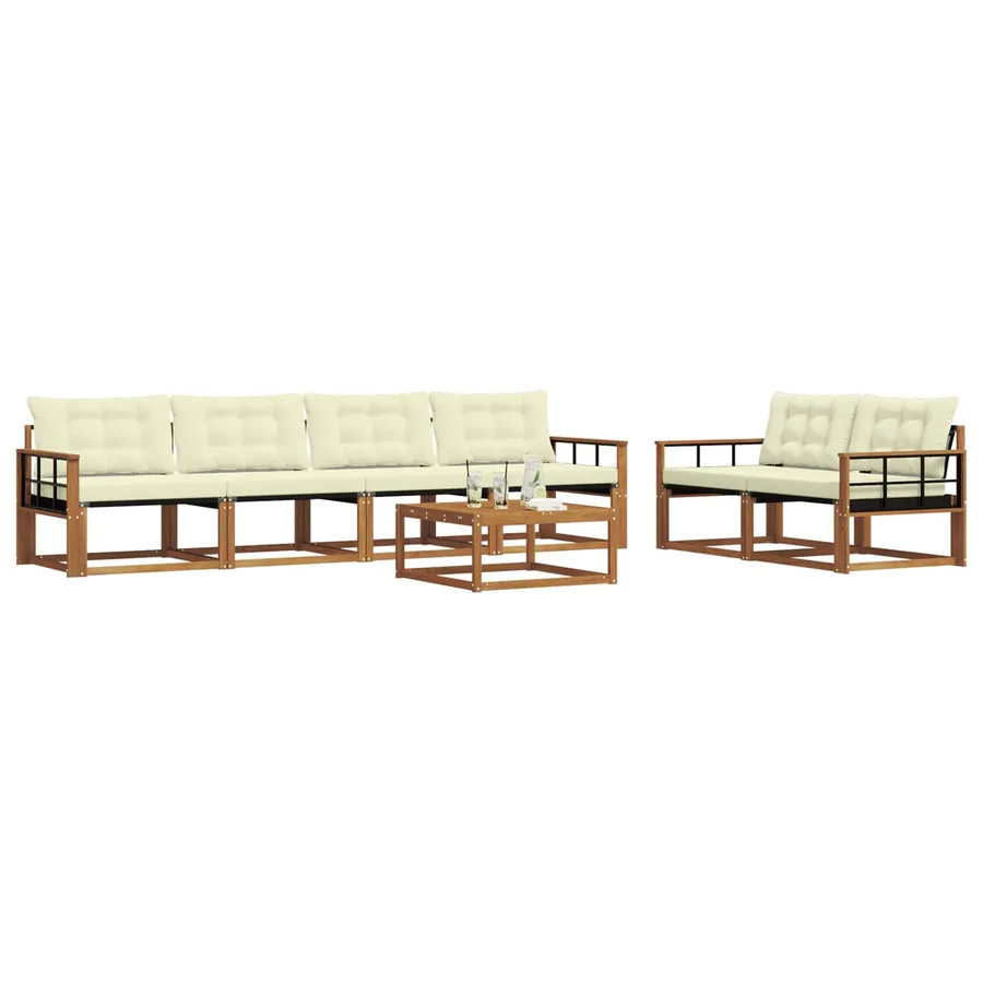 Ensemble de canapés d'extérieur 7 pcs Naturel et Crème - 3
