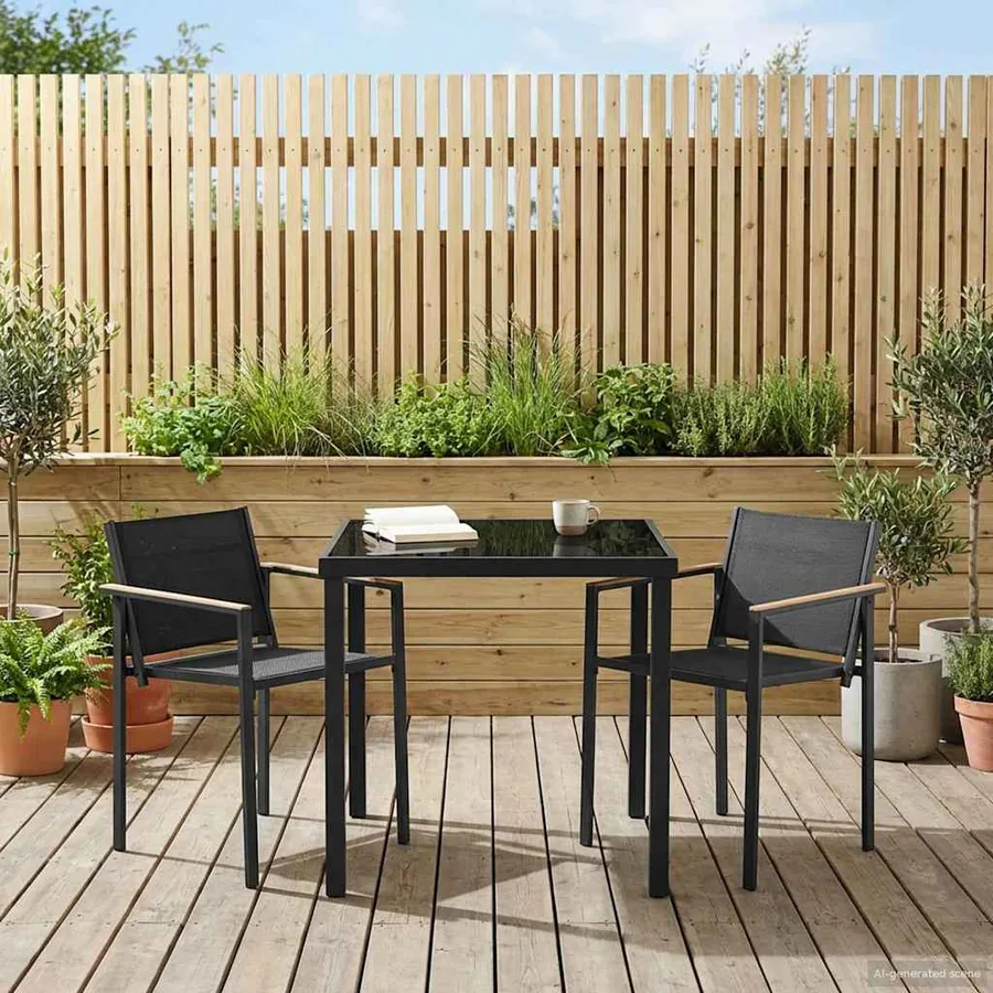 Ensemble de meubles d'extérieur 3 pcs Noir et anthracite