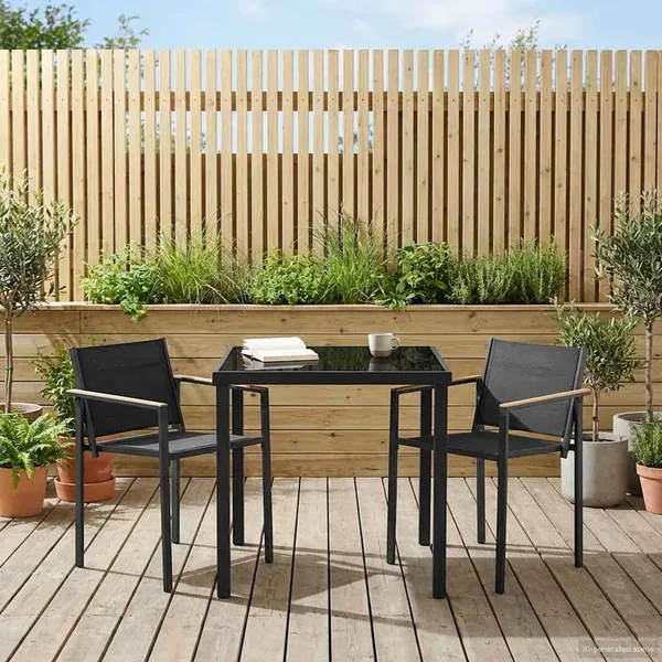 Ensemble de meubles d'extérieur 3 pcs Noir et anthracite