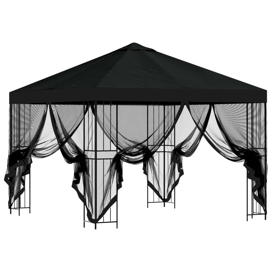 Abri de jardin avec parois 3 x 3 m Noir Polyester et Acier - 4