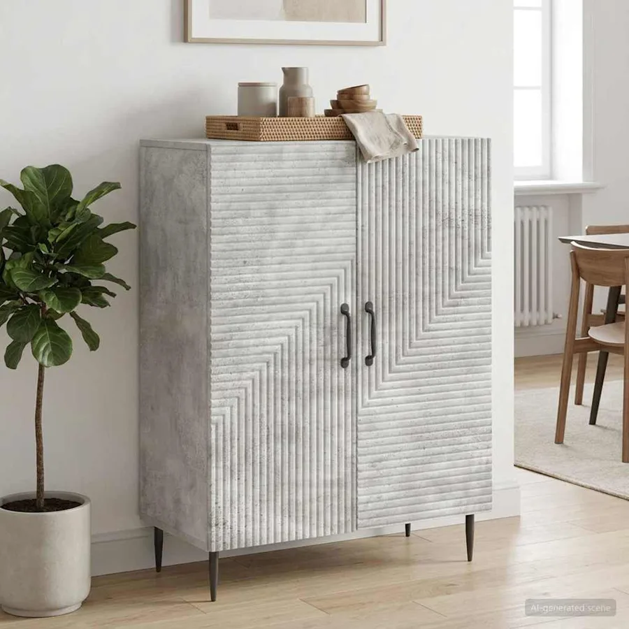 Buffet Gris béton 66 x 34,5 x 89,5 cm Bois d'ingénierie - 4