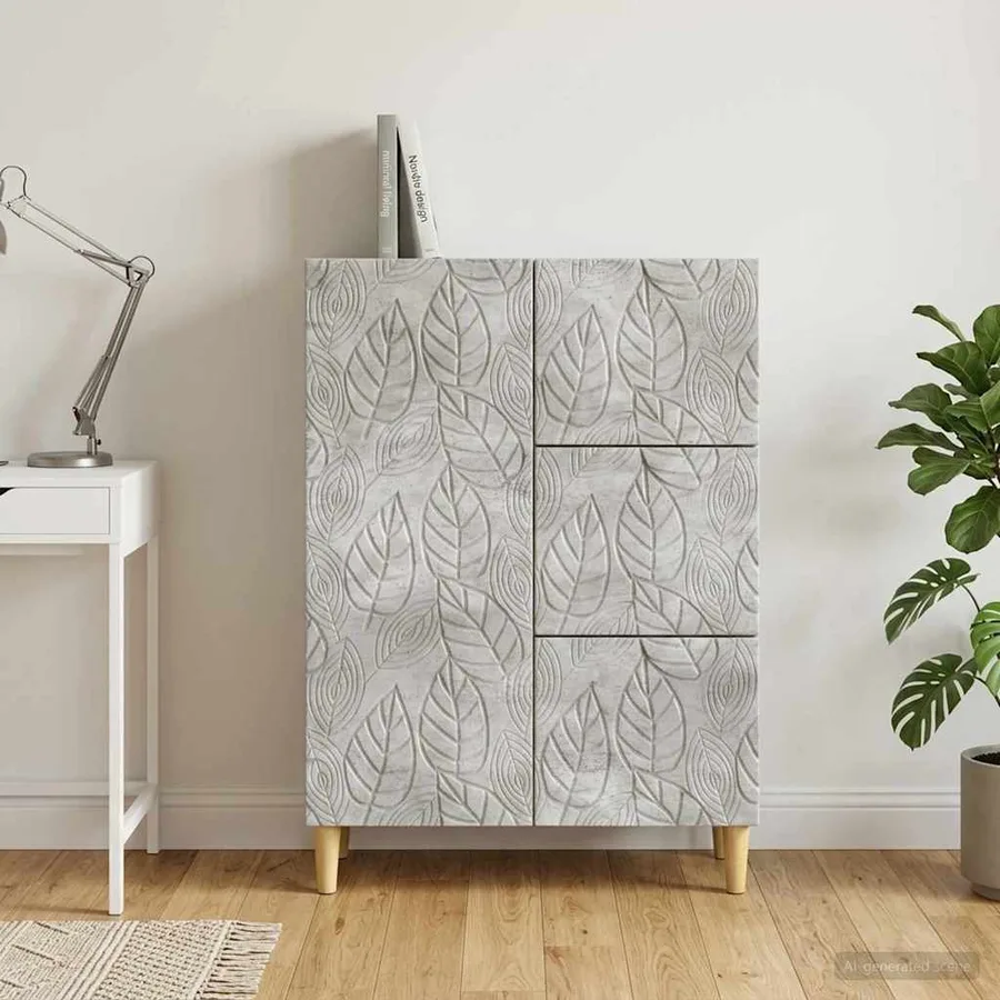 Buffet Gris béton 66 x 34,5 x 90 cm Bois d'ingénierie - 3