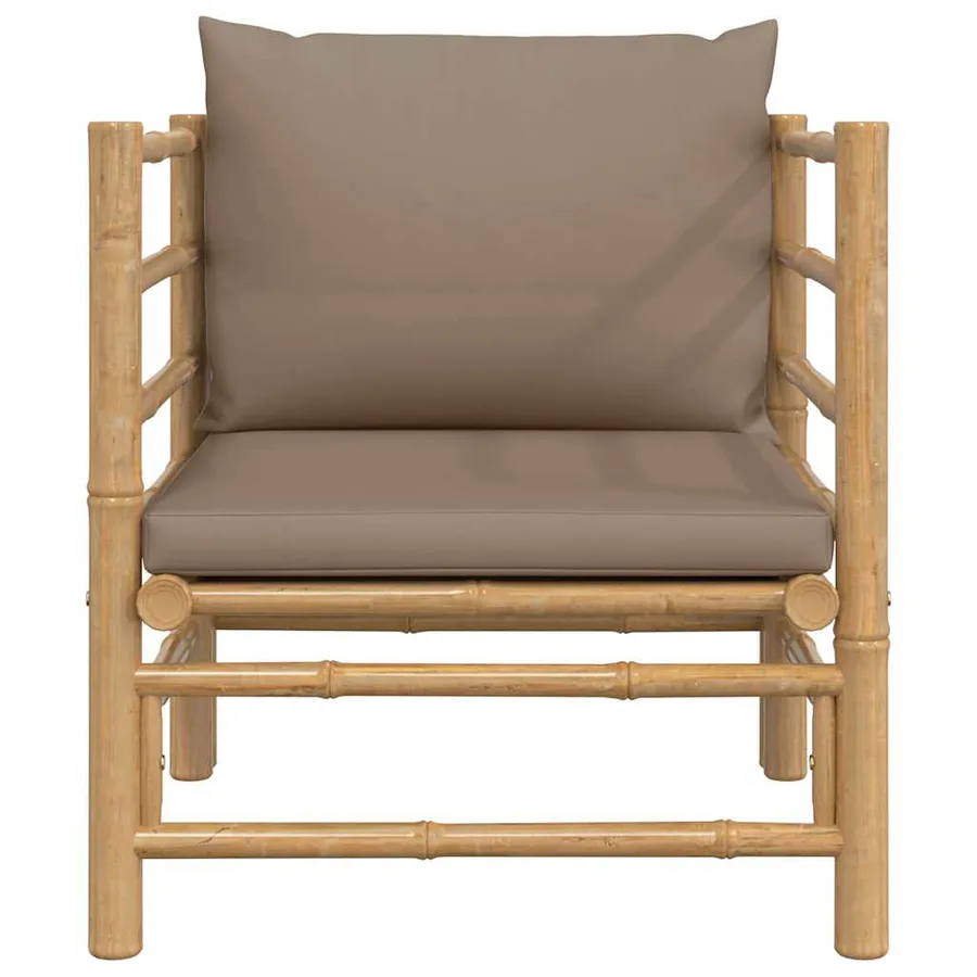 Canapé de jardin avec coussins taupe bambou - 3
