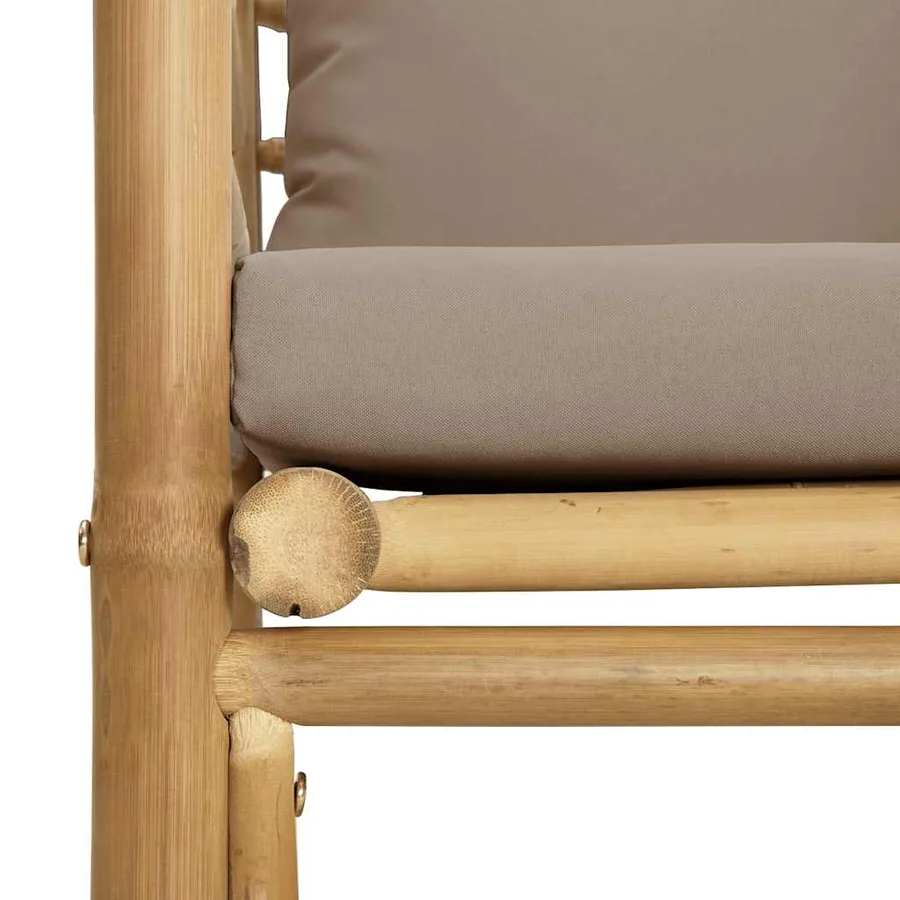 Canapé de jardin avec coussins taupe bambou - 6