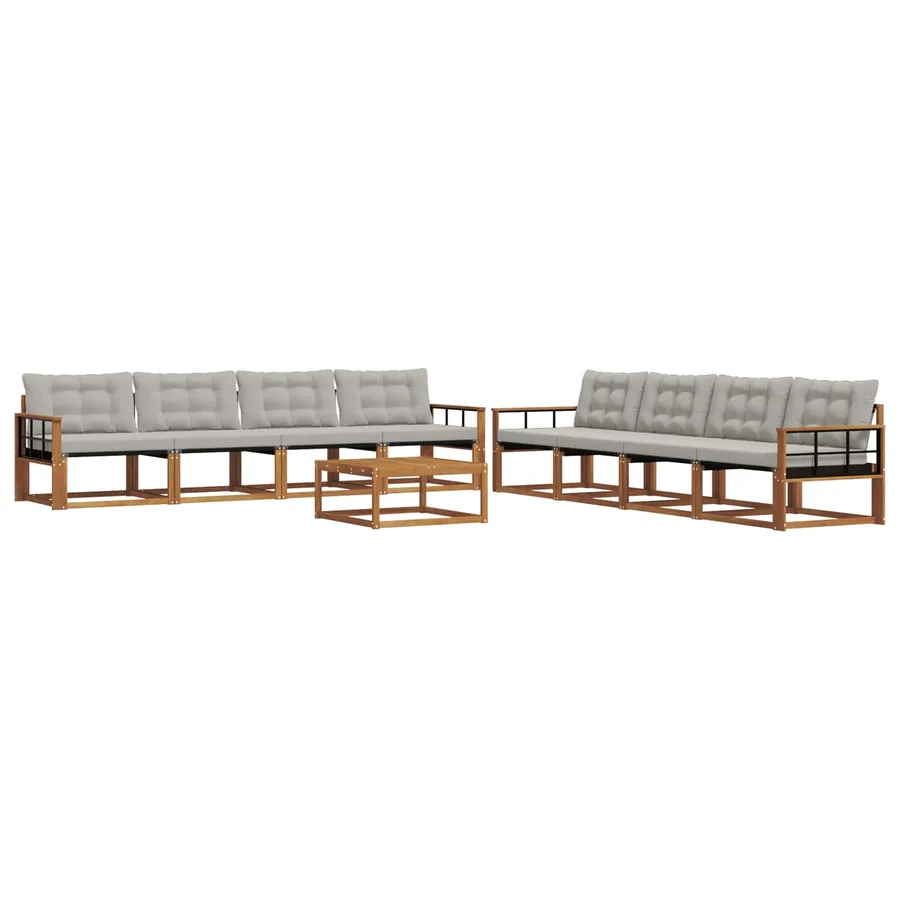 Ensemble de canapés d'extérieur 9 pcs Gris Naturel et Clair - 2