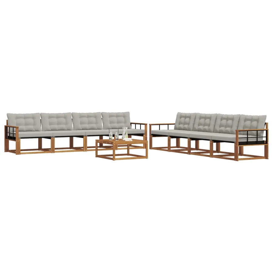 Ensemble de canapés d'extérieur 9 pcs Gris Naturel et Clair - 3