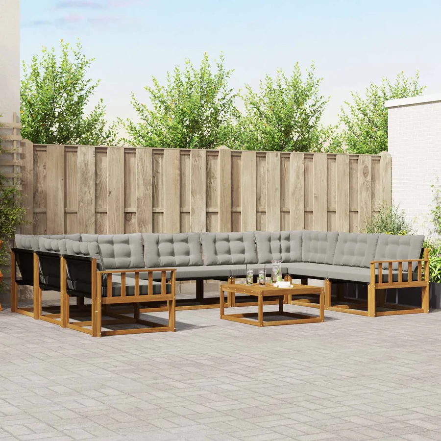 Ensemble de canapés d'extérieur 10 pcs Gris Naturel et Clair