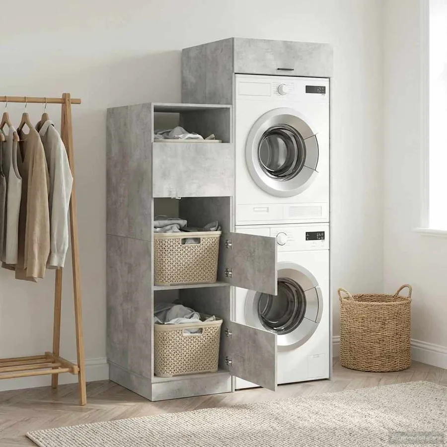 Ensemble de meubles de rangement pour la buanderie 2 pc Béton