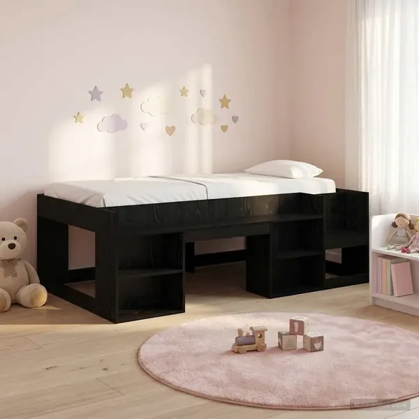 Cadre de lit pour enfants avec rangement Chêne noir 90 x 200 cm
