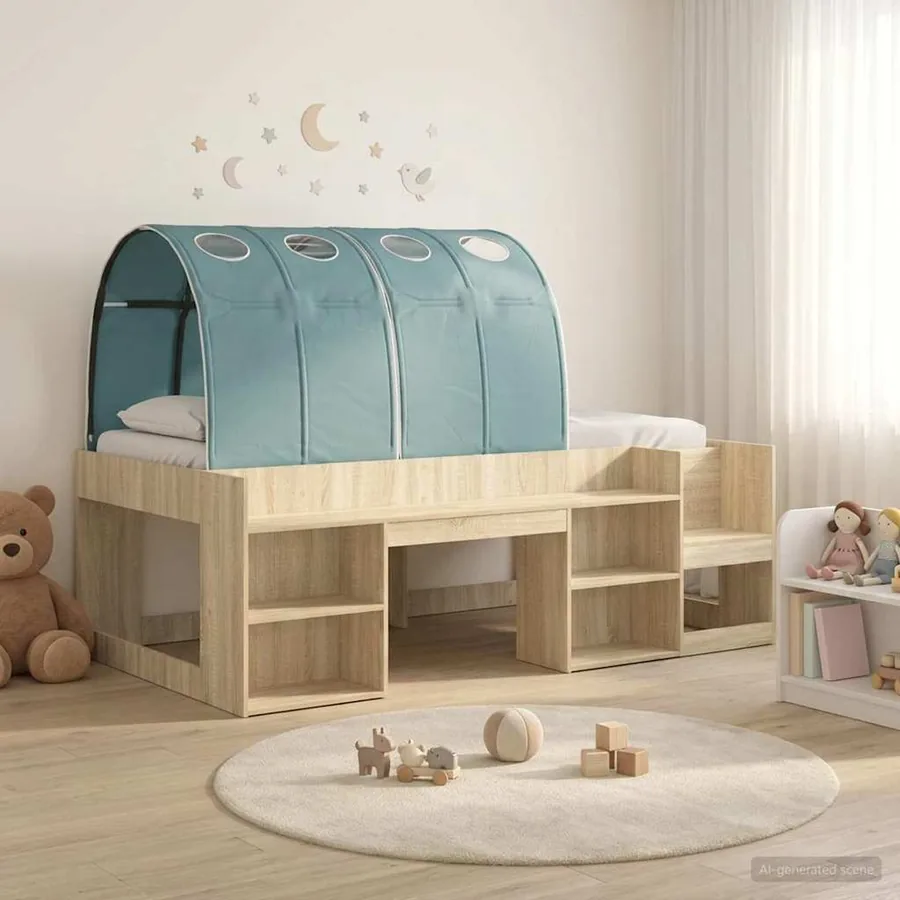 Lit haut pour enfants avec rangement 3 pc Bois d'ingénierie