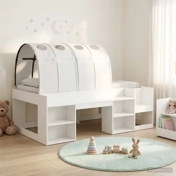 Lit haut pour enfants avec rangement 3 pc Blanc