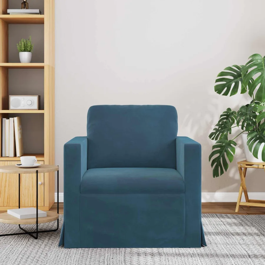 Canapé Bleu 78 x 78 x 80 cm Velours - 3